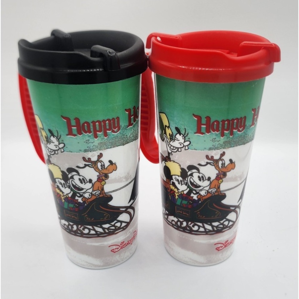 Disney Parks Happy Holidays Mickey & Friends Travel Mug Set Whirley BPA Free USA